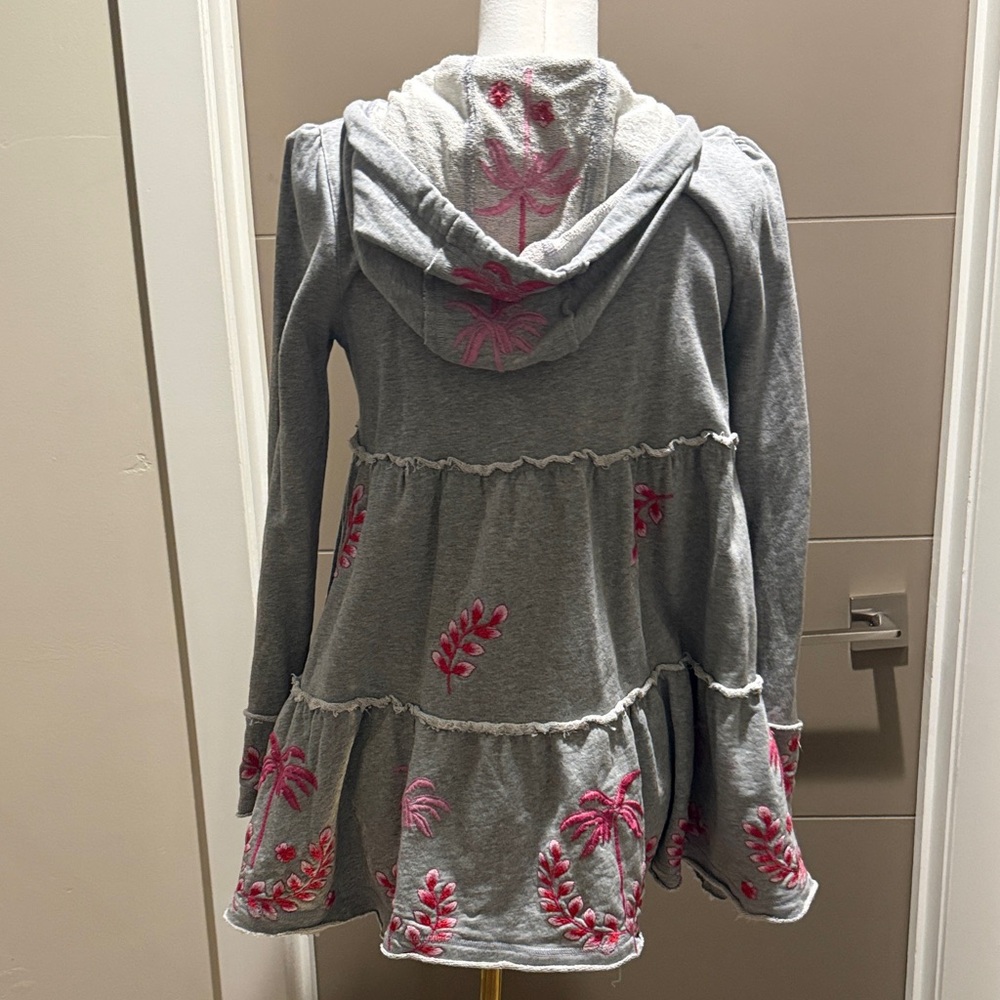 Johnny Was Gray and Pink Embroidered Hoodie - Picture 4 of 6